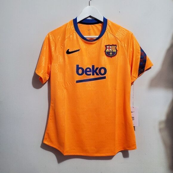 Nike Womens Sz Medium FC Barcelona Pre Match Jersey Orange DH7734-837 NWT - Picture 1 of 9